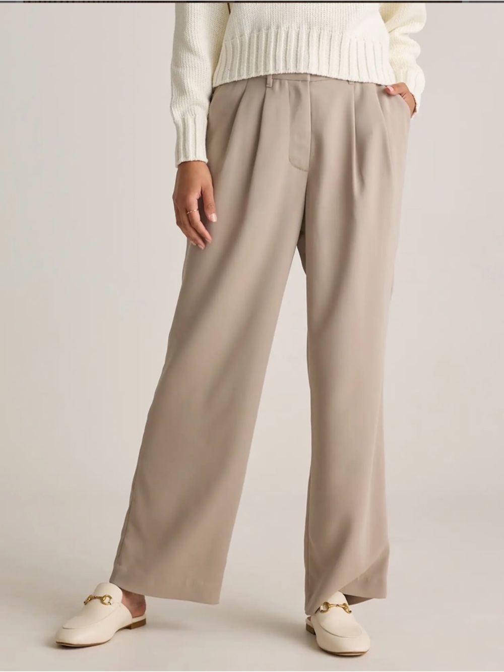 NWT Quince Stretch Crepe Pleated Wide Leg Pants 8